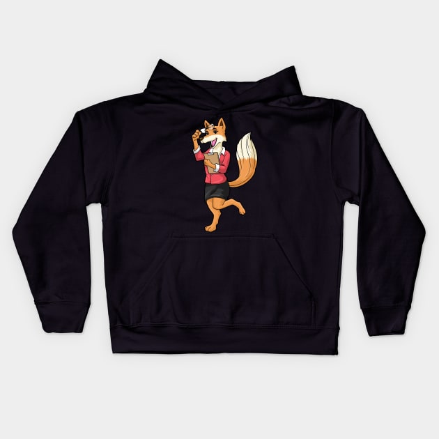 Beautiful fox as a secretary with glasses & notebook Kids Hoodie by Markus Schnabel